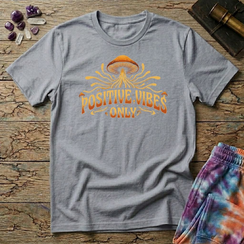 Printify T-Shirt Positive Vibes Only Mushroom T-Shirt Mushroom Magic Mushroom T-Shirt