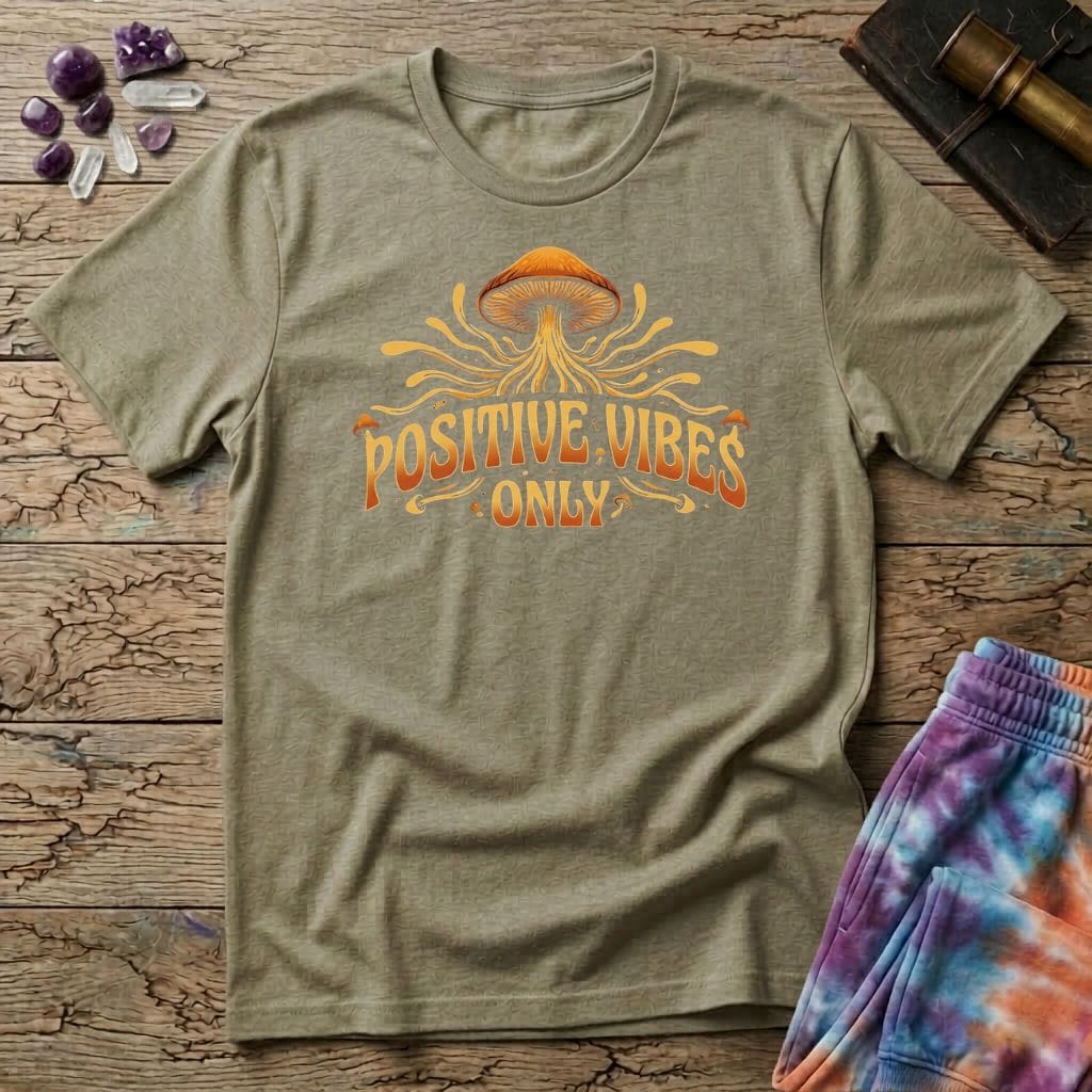 Printify T-Shirt Positive Vibes Only Mushroom T-Shirt Mushroom Magic Mushroom T-Shirt