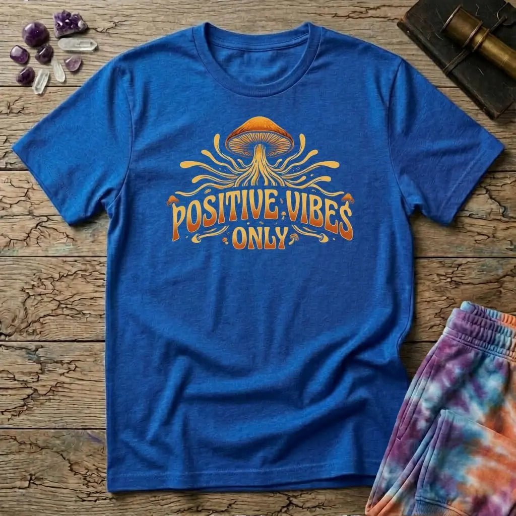 Printify T-Shirt Positive Vibes Only Mushroom T-Shirt Mushroom Magic Mushroom T-Shirt