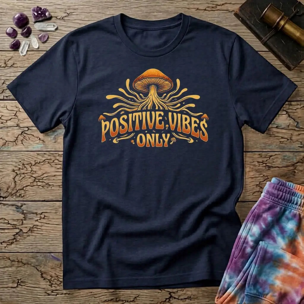 Printify T-Shirt Positive Vibes Only Mushroom T-Shirt Mushroom Magic Mushroom T-Shirt