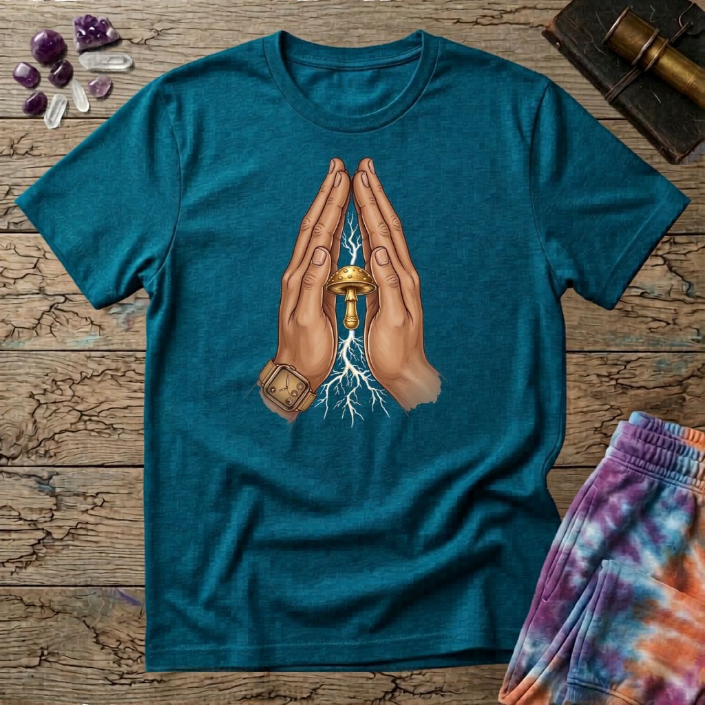 Printify T-Shirt Pray For Mushrooms T-Shirt Mushroom Magic Mushroom T-Shirt
