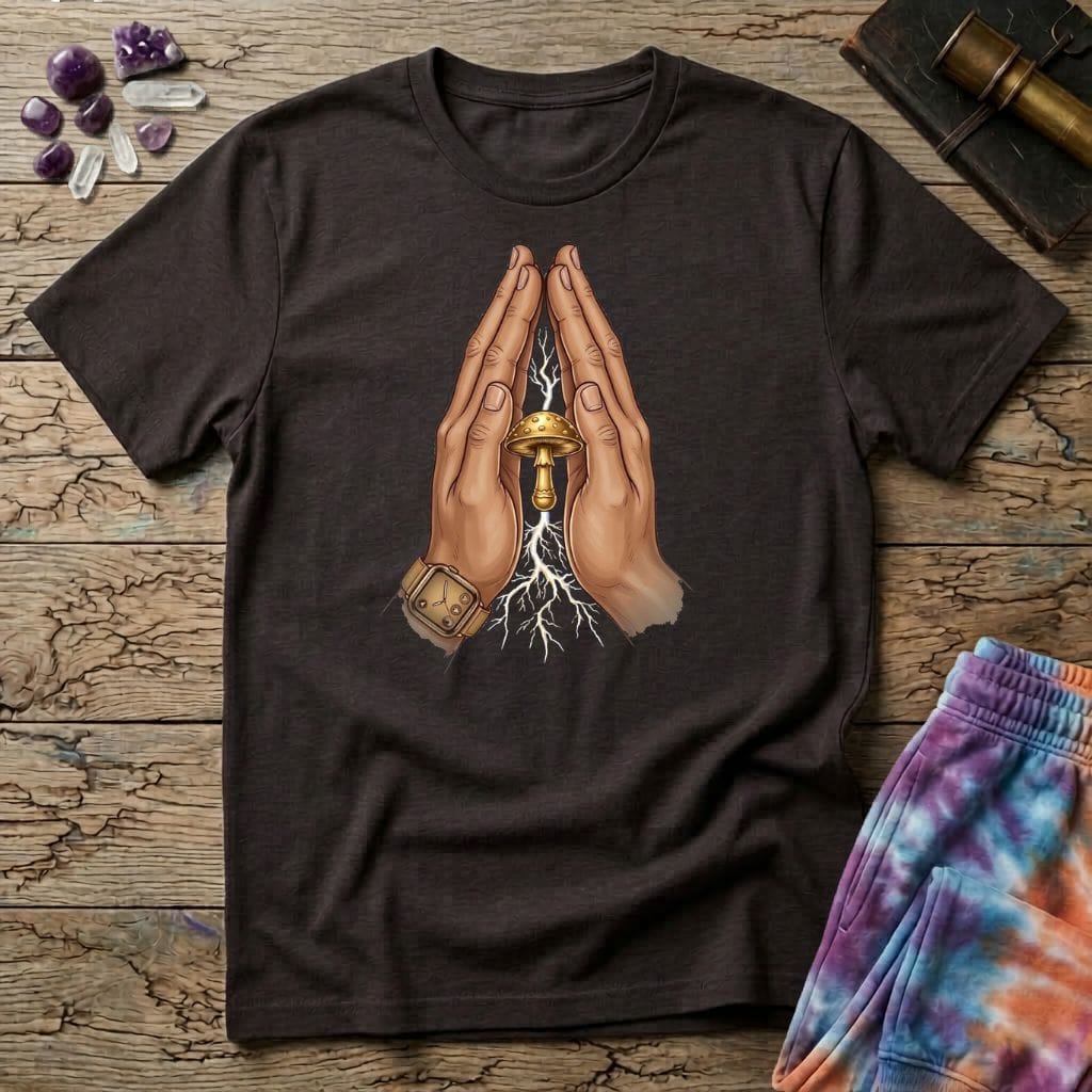 Printify T-Shirt Pray For Mushrooms T-Shirt Mushroom Magic Mushroom T-Shirt