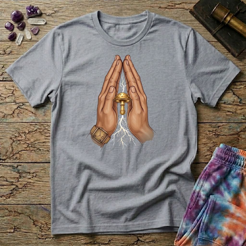 Printify T-Shirt Pray For Mushrooms T-Shirt Mushroom Magic Mushroom T-Shirt