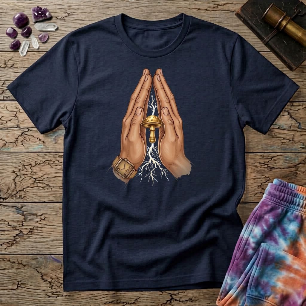 Printify T-Shirt Pray For Mushrooms T-Shirt Mushroom Magic Mushroom T-Shirt