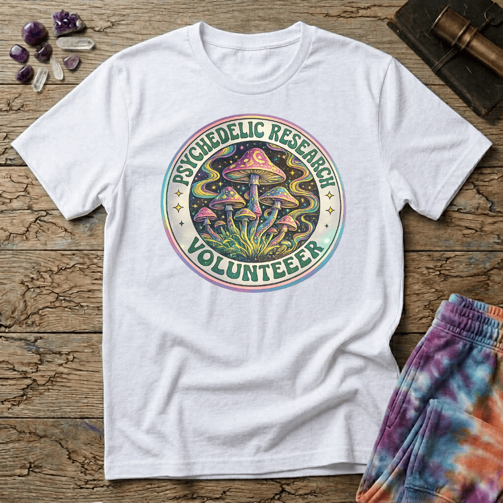 Printify T-Shirt Psychedelic Research Volunteer Mushroom T-Shirt Mushroom Magic Mushroom T-Shirt