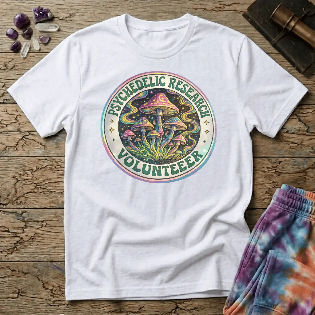 Printify T-Shirt Psychedelic Research Volunteer Mushroom T-Shirt Mushroom Magic Mushroom T-Shirt