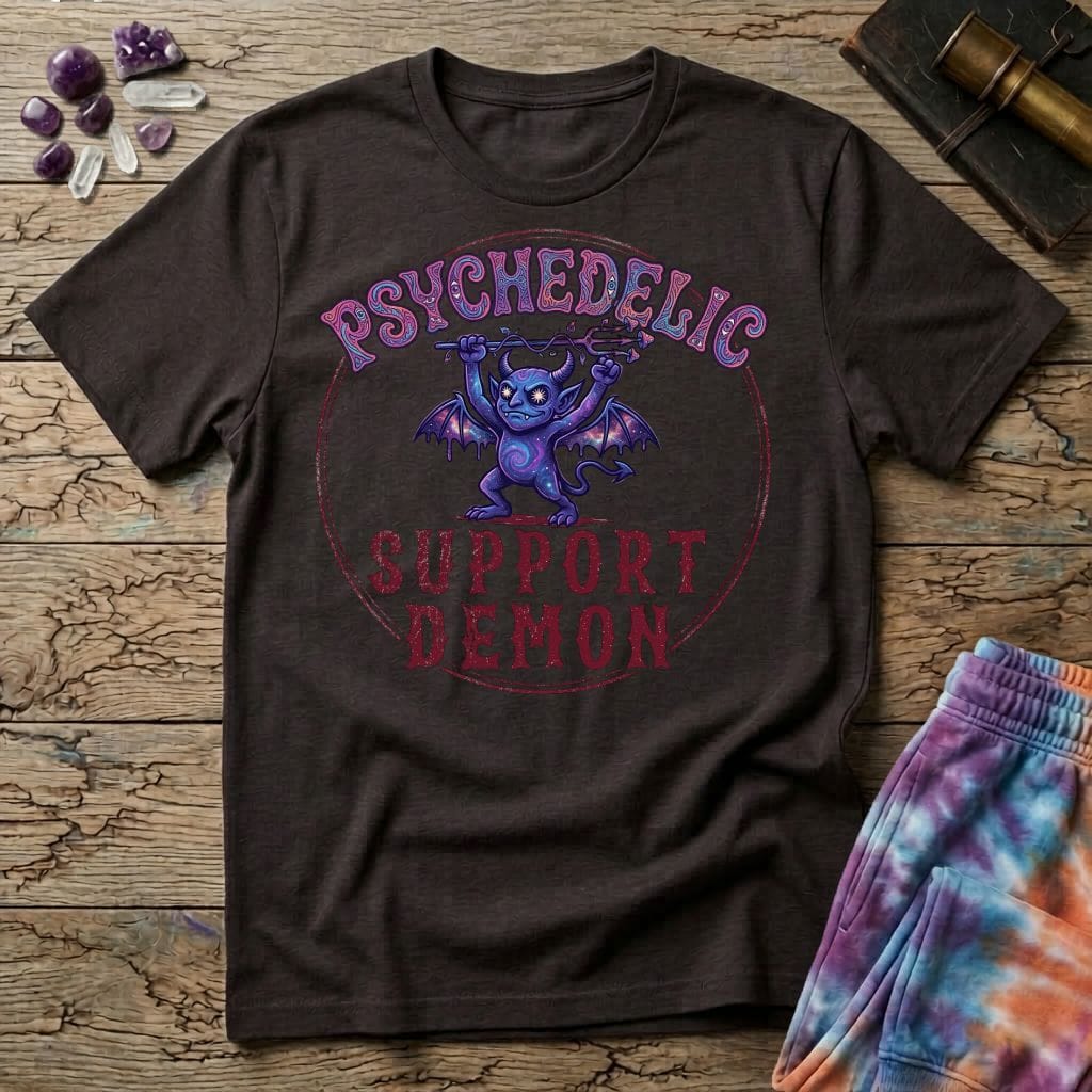 Printify T-Shirt Psychedelic Support Demon T-Shirt Mushroom Magic Mushroom T-Shirt