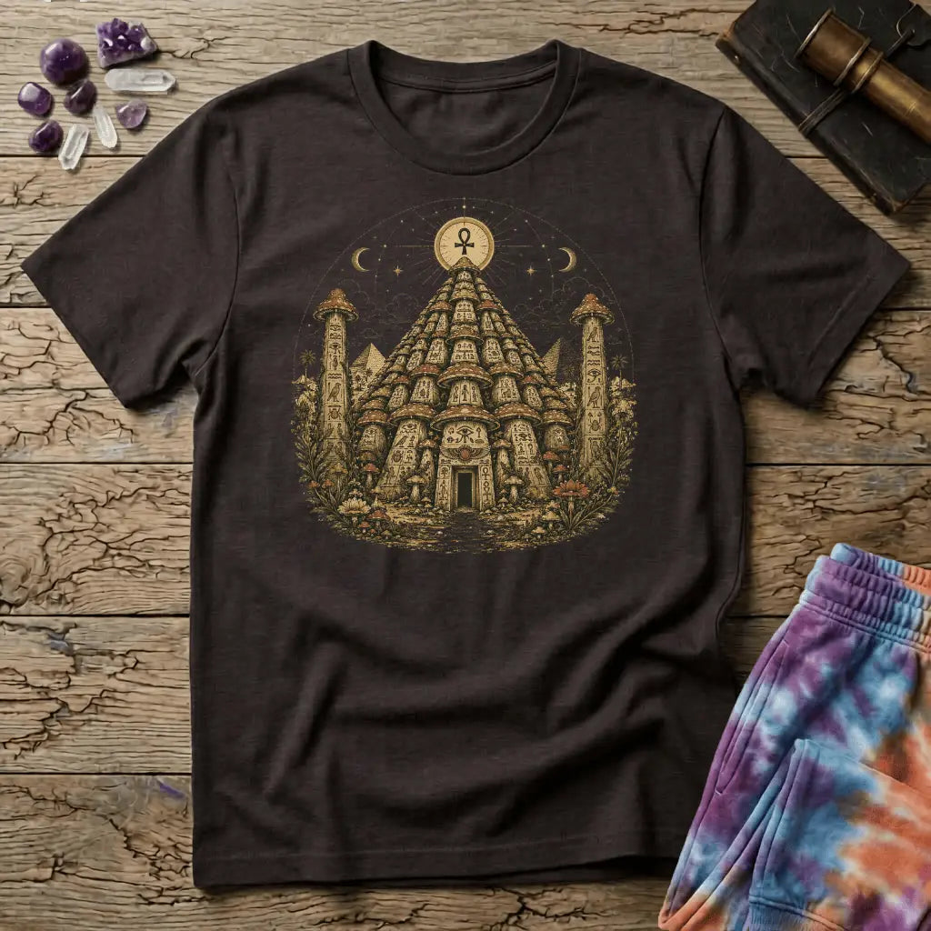 Printify T-Shirt Pyramid Mushroom Uno T-Shirt Mushroom Magic Mushroom T-Shirt
