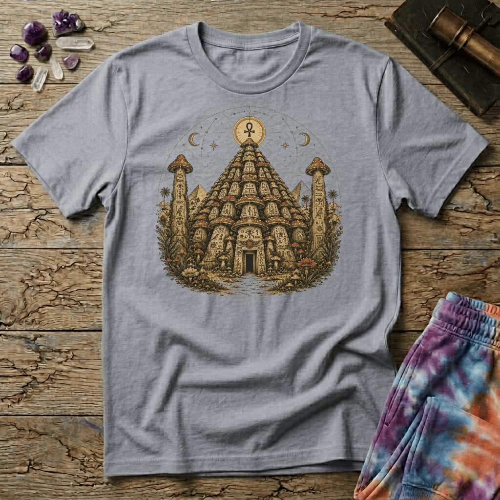 Printify T-Shirt Pyramid Mushroom Uno T-Shirt Mushroom Magic Mushroom T-Shirt
