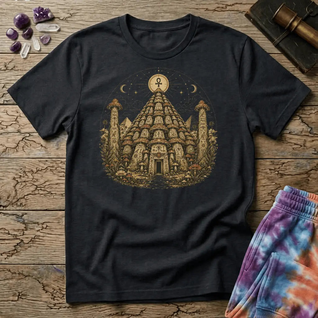 Printify T-Shirt Pyramid Mushroom Uno T-Shirt Mushroom Magic Mushroom T-Shirt