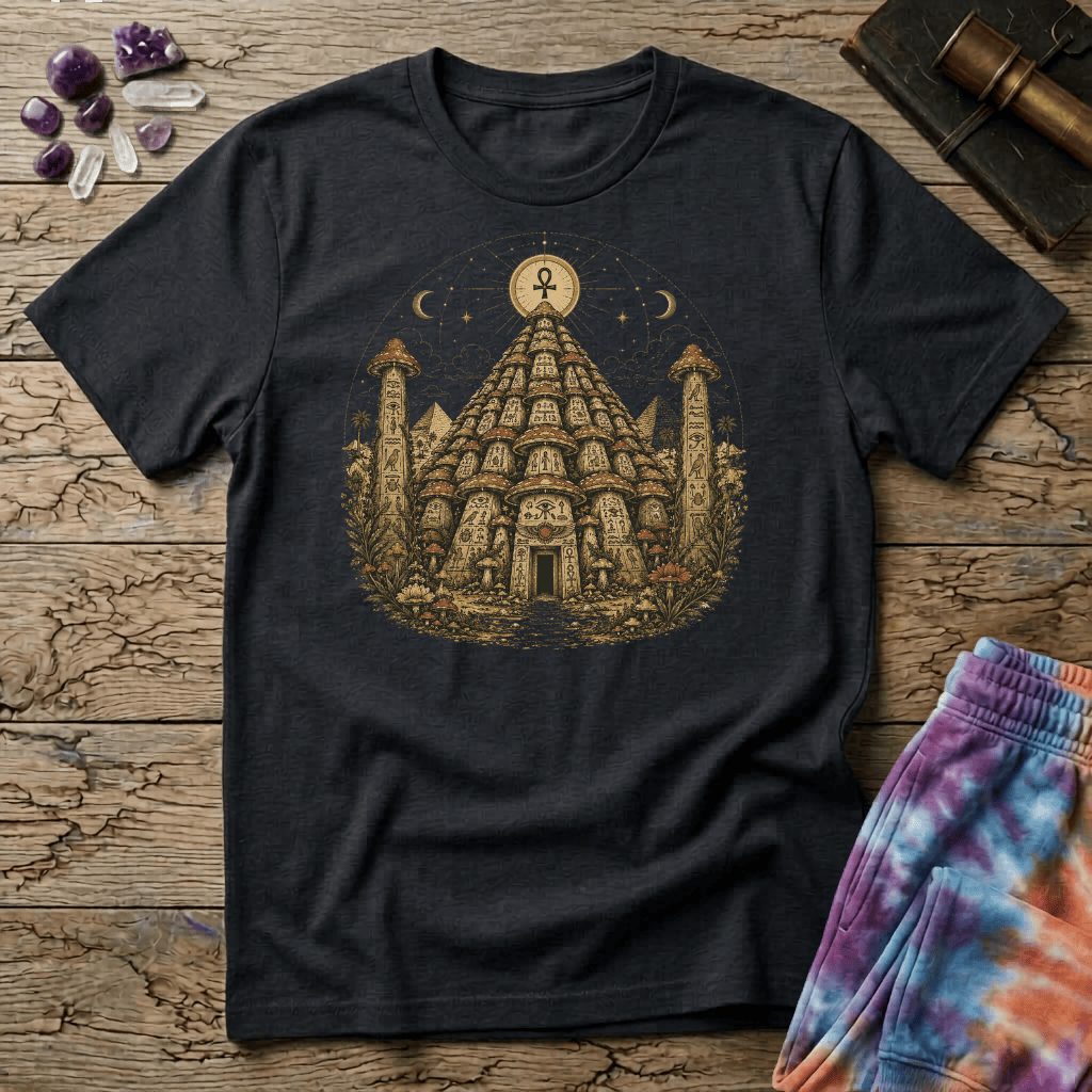 Printify T-Shirt Pyramid Mushroom Uno T-Shirt Mushroom Magic Mushroom T-Shirt