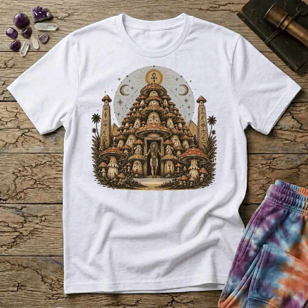 Printify T-Shirt Pyramids Too Mushroom T-Shirt Mushroom Magic Mushroom T-Shirt