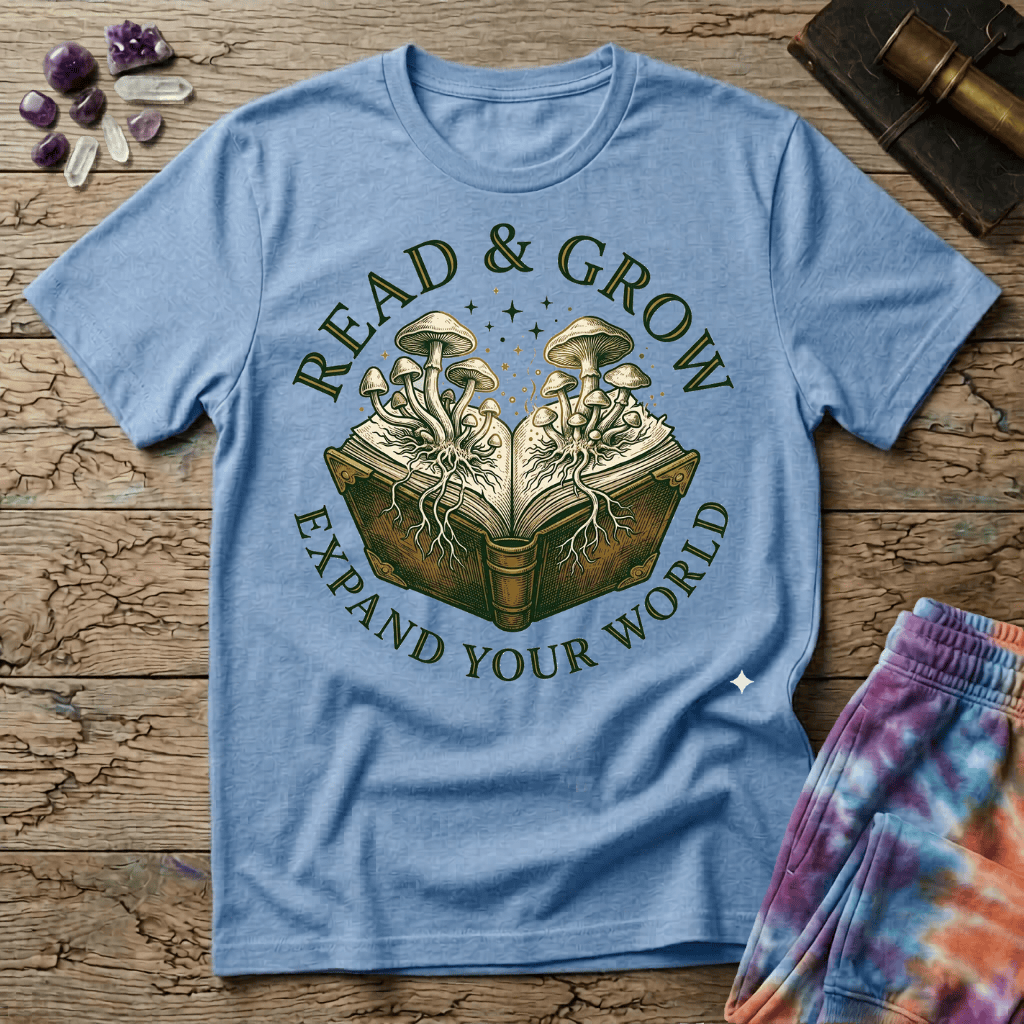 Printify T-Shirt Read & Grow Mushroom T-Shirt Mushroom Magic Mushroom T-Shirt