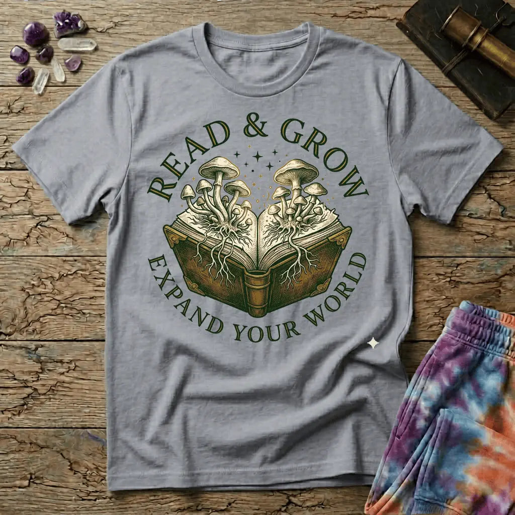 Printify T-Shirt Read & Grow Mushroom T-Shirt Mushroom Magic Mushroom T-Shirt