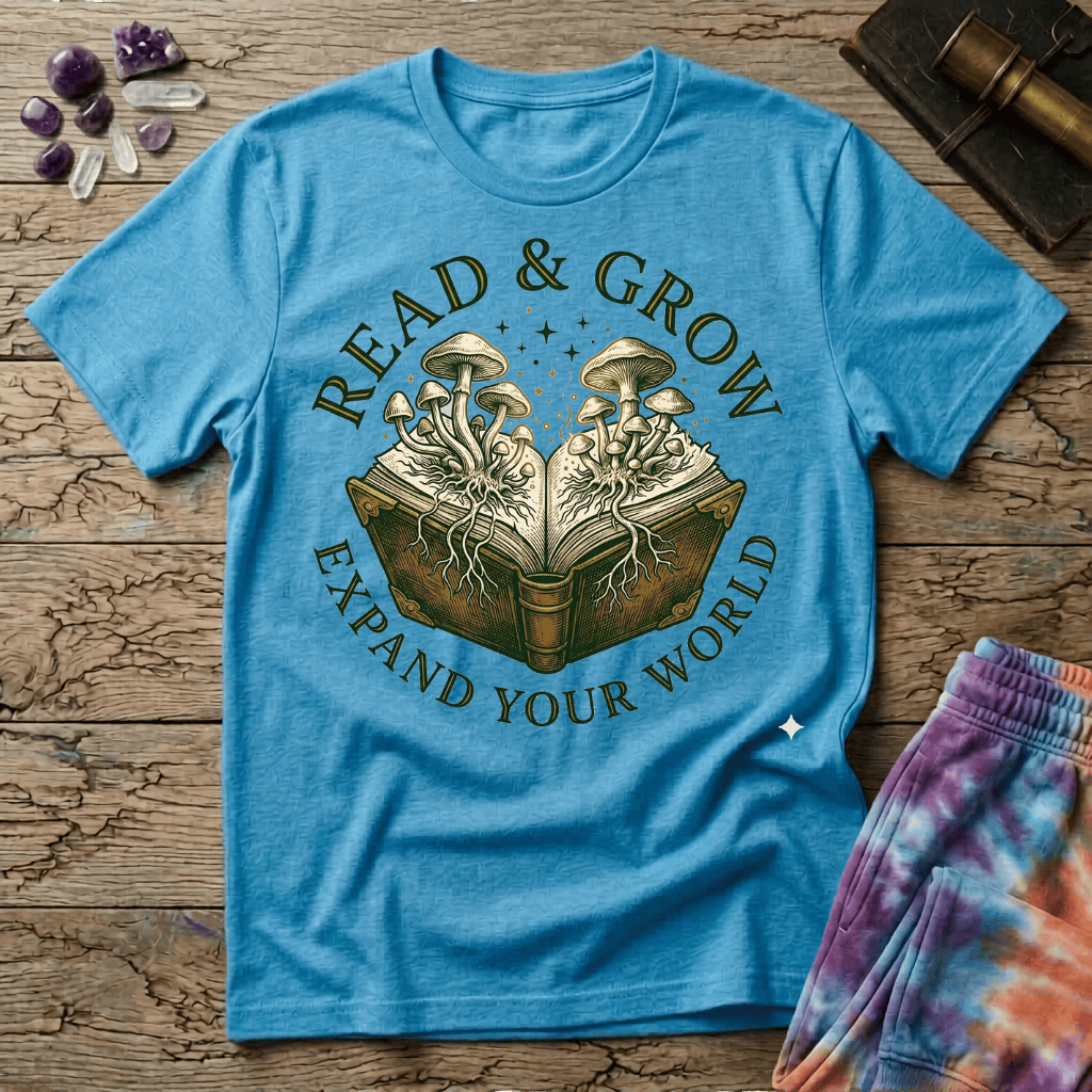 Printify T-Shirt Read & Grow Mushroom T-Shirt Mushroom Magic Mushroom T-Shirt