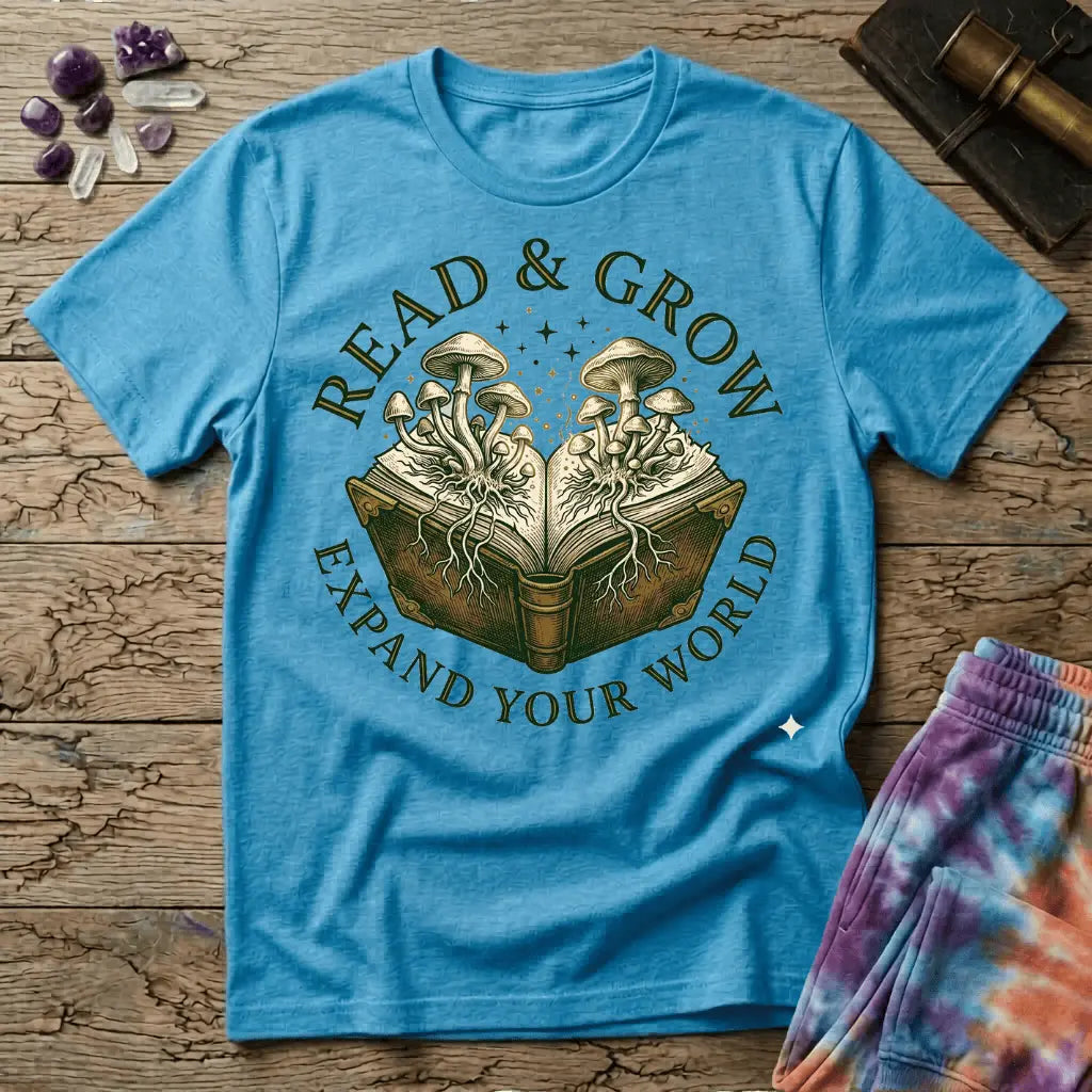 Printify T-Shirt Read & Grow Mushroom T-Shirt Mushroom Magic Mushroom T-Shirt