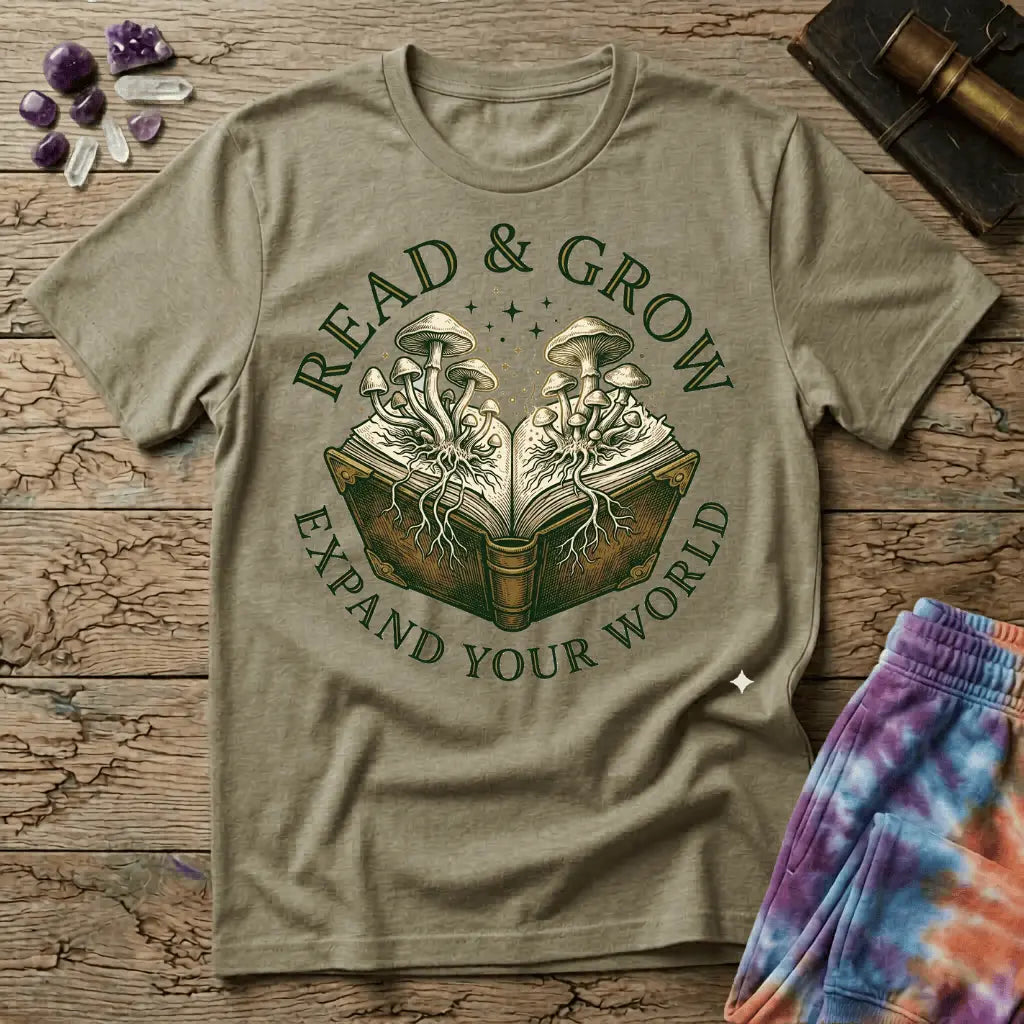 Printify T-Shirt Read & Grow Mushroom T-Shirt Mushroom Magic Mushroom T-Shirt