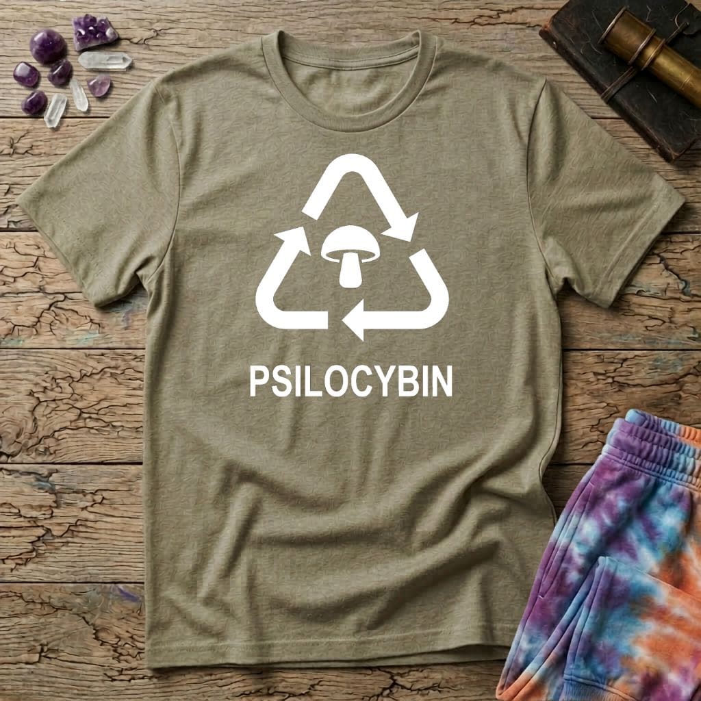 Printify T-Shirt Recycle Psilocybin Mushroom T-Shirt Mushroom Magic Mushroom T-Shirt