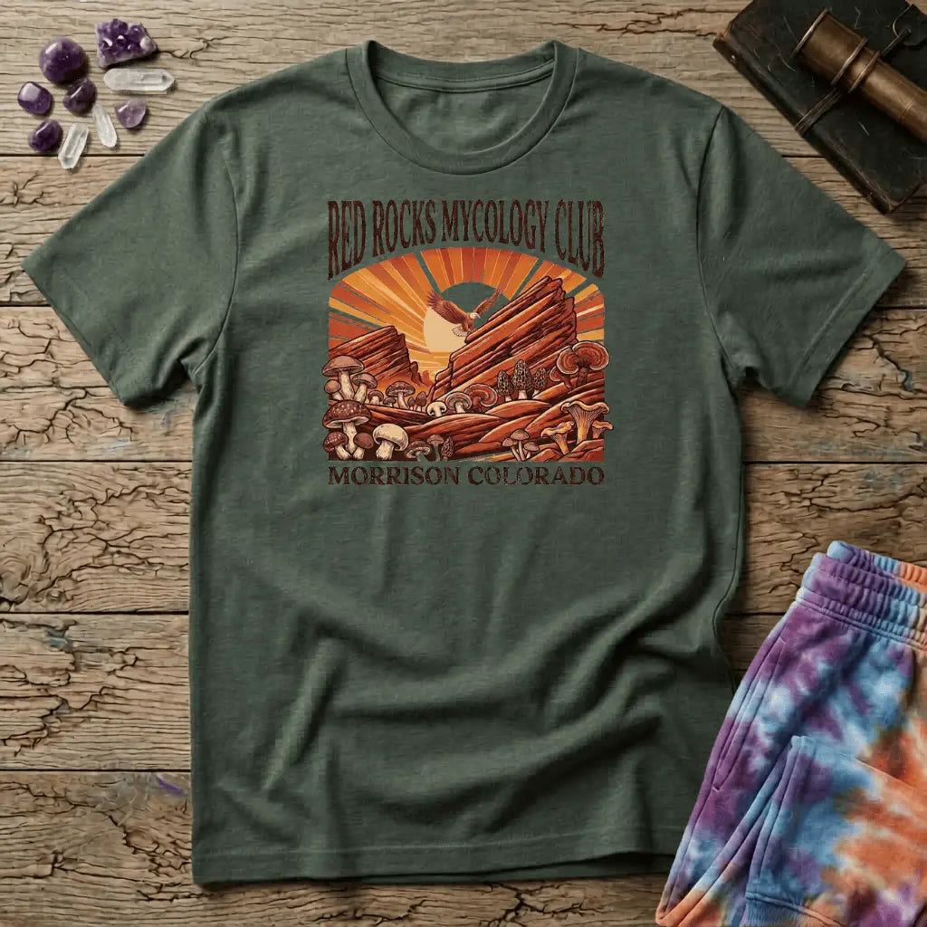 Printify T-Shirt Red Rocks Mycology Club Mushroom T-Shirt Mushroom Magic Mushroom T-Shirt