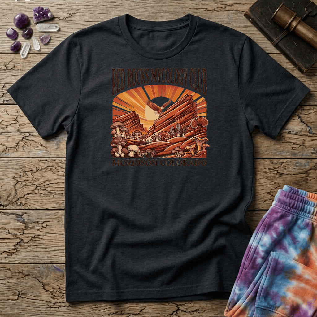 Printify T-Shirt Red Rocks Mycology Club Mushroom T-Shirt Mushroom Magic Mushroom T-Shirt
