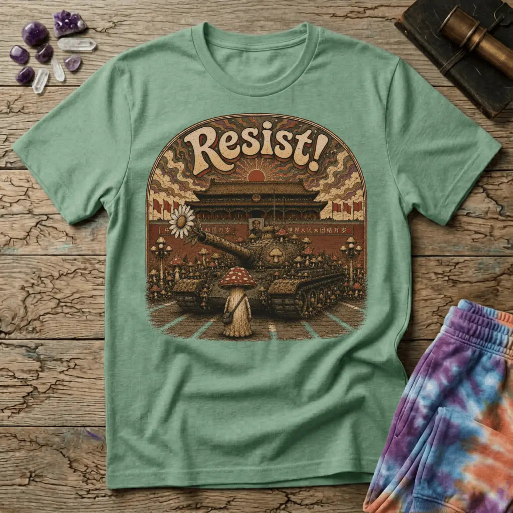 Printify T-Shirt Resist Mushroom Tiananmen Square T-Shirt Mushroom Magic Mushroom T-Shirt
