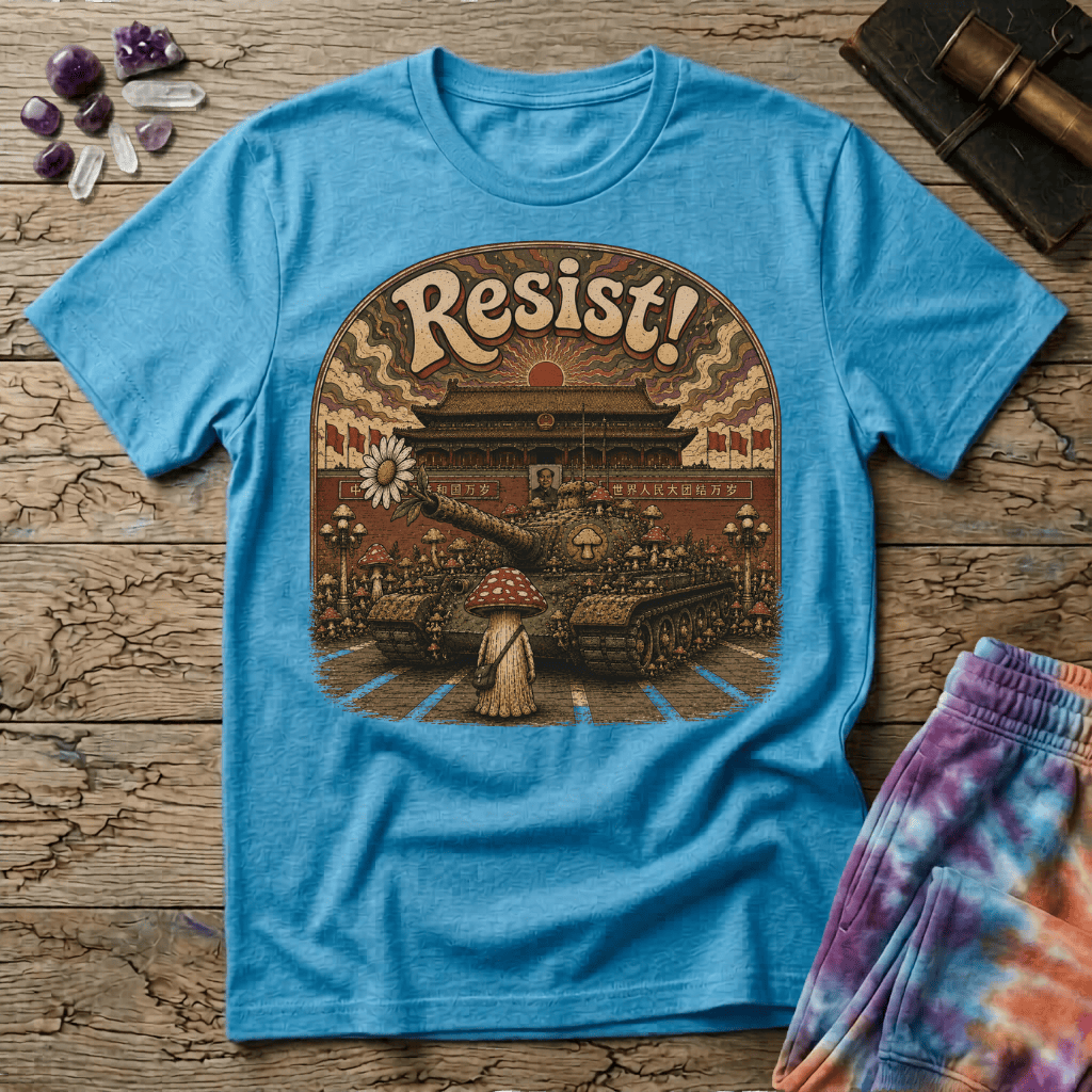 Printify T-Shirt Resist Mushroom Tiananmen Square T-Shirt Mushroom Magic Mushroom T-Shirt