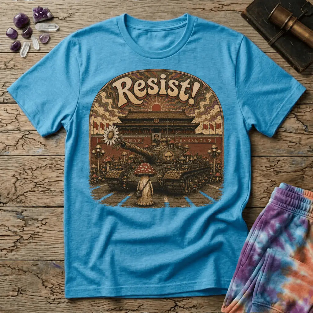 Printify T-Shirt Resist Mushroom Tiananmen Square T-Shirt Mushroom Magic Mushroom T-Shirt