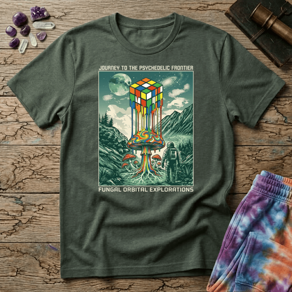 Printify T-Shirt Rubix Cube Melting Mushroom T-Shirt Mushroom Magic Mushroom T-Shirt