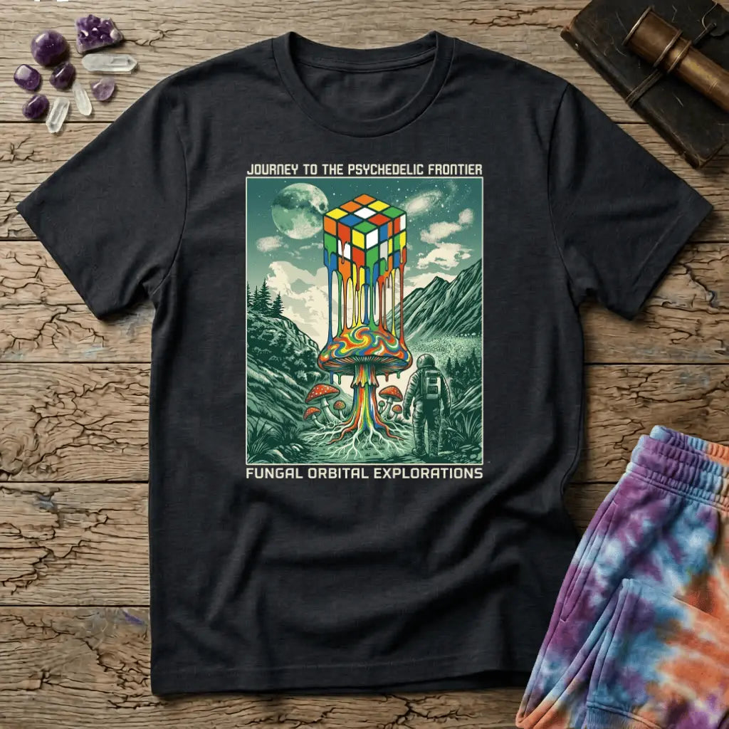 Printify T-Shirt Rubix Cube Melting Mushroom T-Shirt Mushroom Magic Mushroom T-Shirt