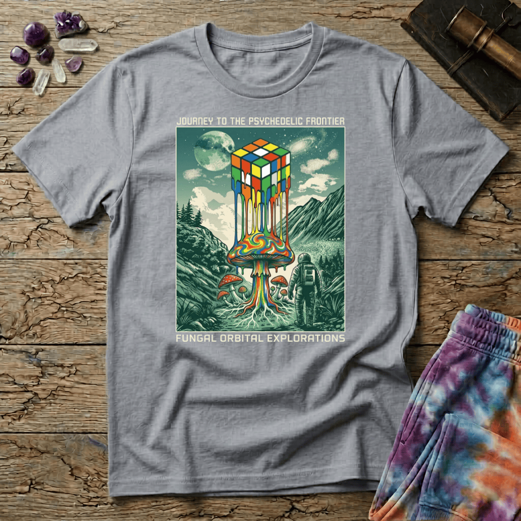 Printify T-Shirt Rubix Cube Melting Mushroom T-Shirt Mushroom Magic Mushroom T-Shirt