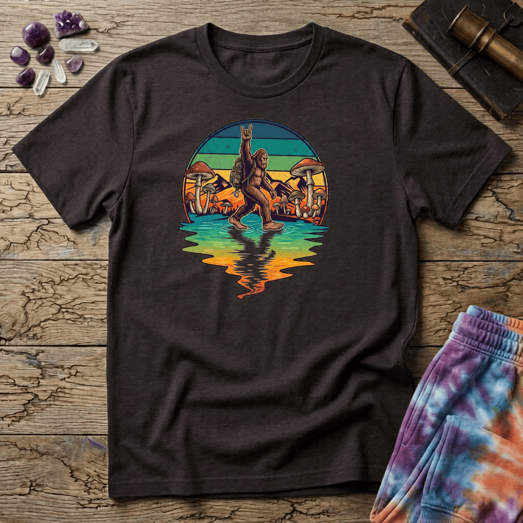 Printify T-Shirt Sasquatch Metal Mushroom T-Shirt Mushroom Magic Mushroom T-Shirt