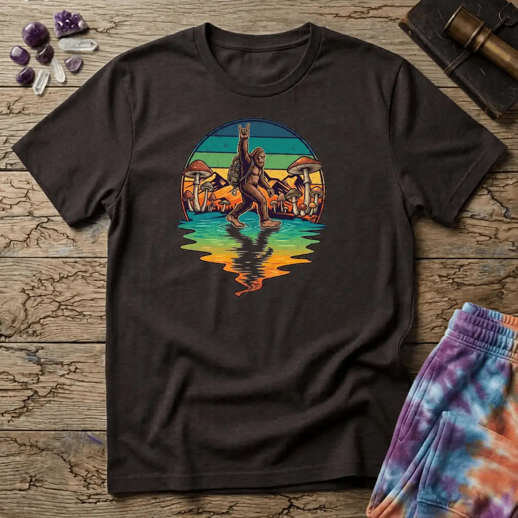 Printify T-Shirt Sasquatch Metal Mushroom T-Shirt Mushroom Magic Mushroom T-Shirt