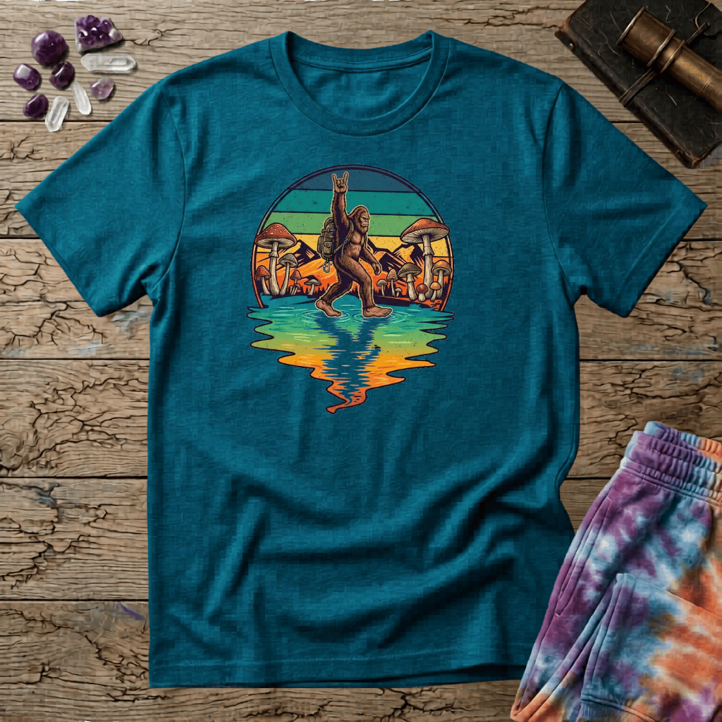 Printify T-Shirt Sasquatch Metal Mushroom T-Shirt Mushroom Magic Mushroom T-Shirt