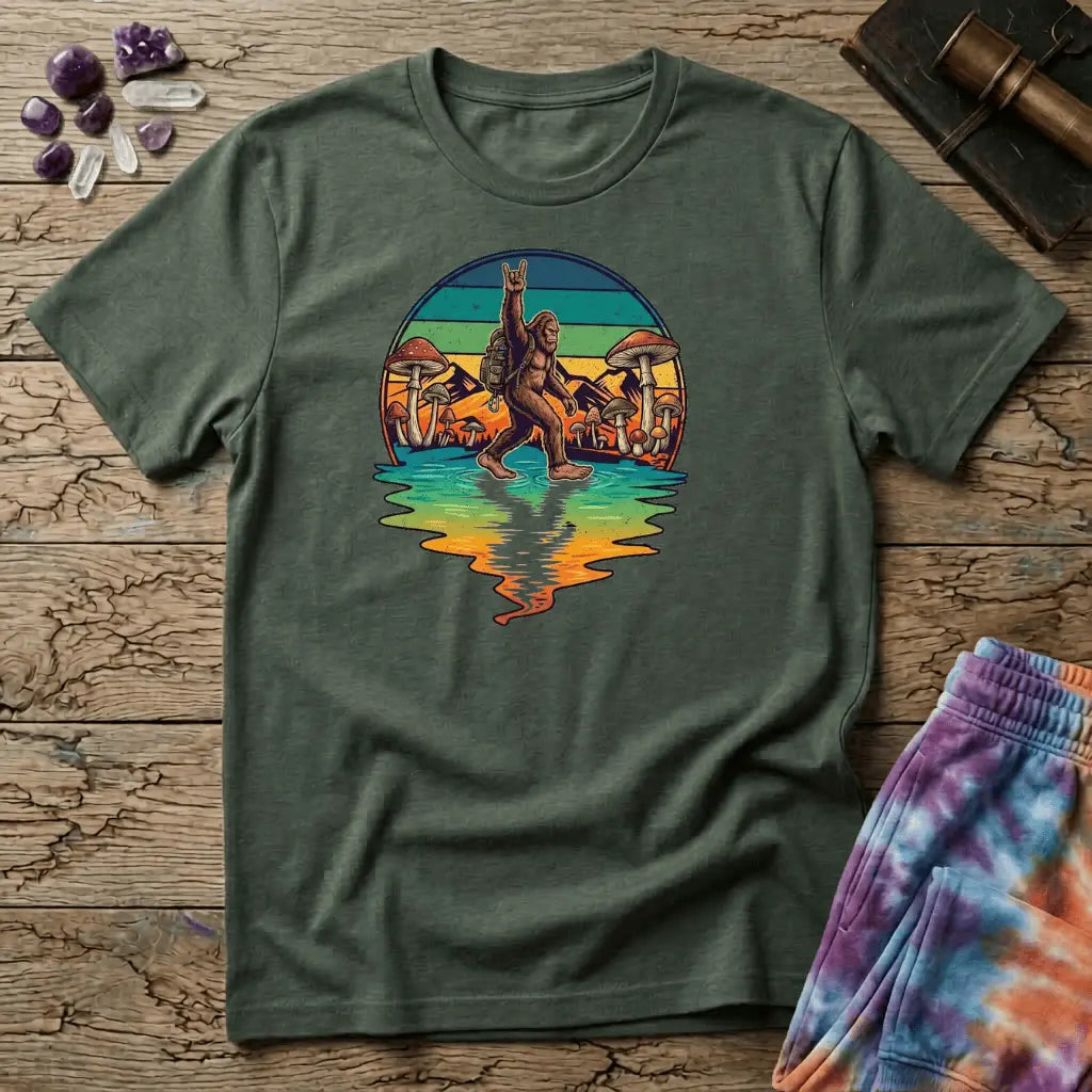 Printify T-Shirt Sasquatch Metal Mushroom T-Shirt Mushroom Magic Mushroom T-Shirt