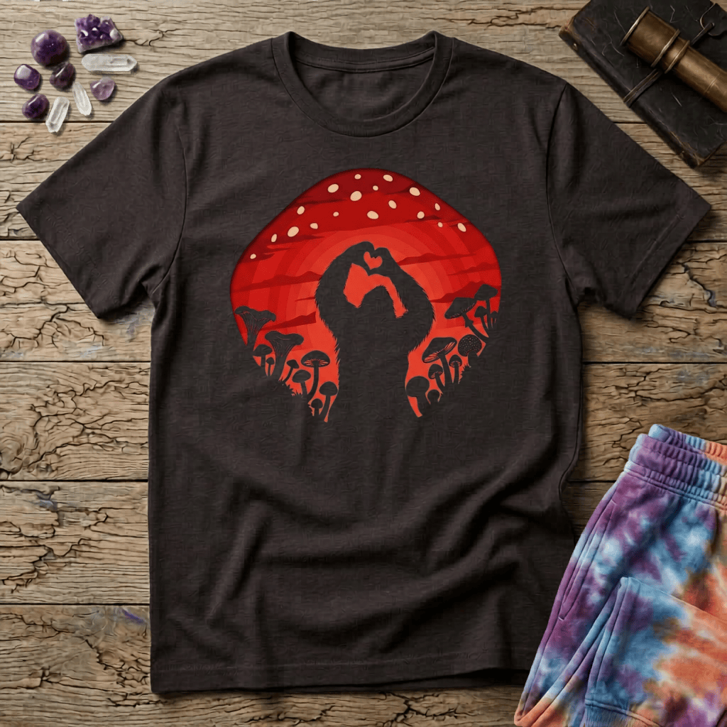 Printify T-Shirt Sasquatch Mush Love T-Shirt Mushroom Magic Mushroom T-Shirt