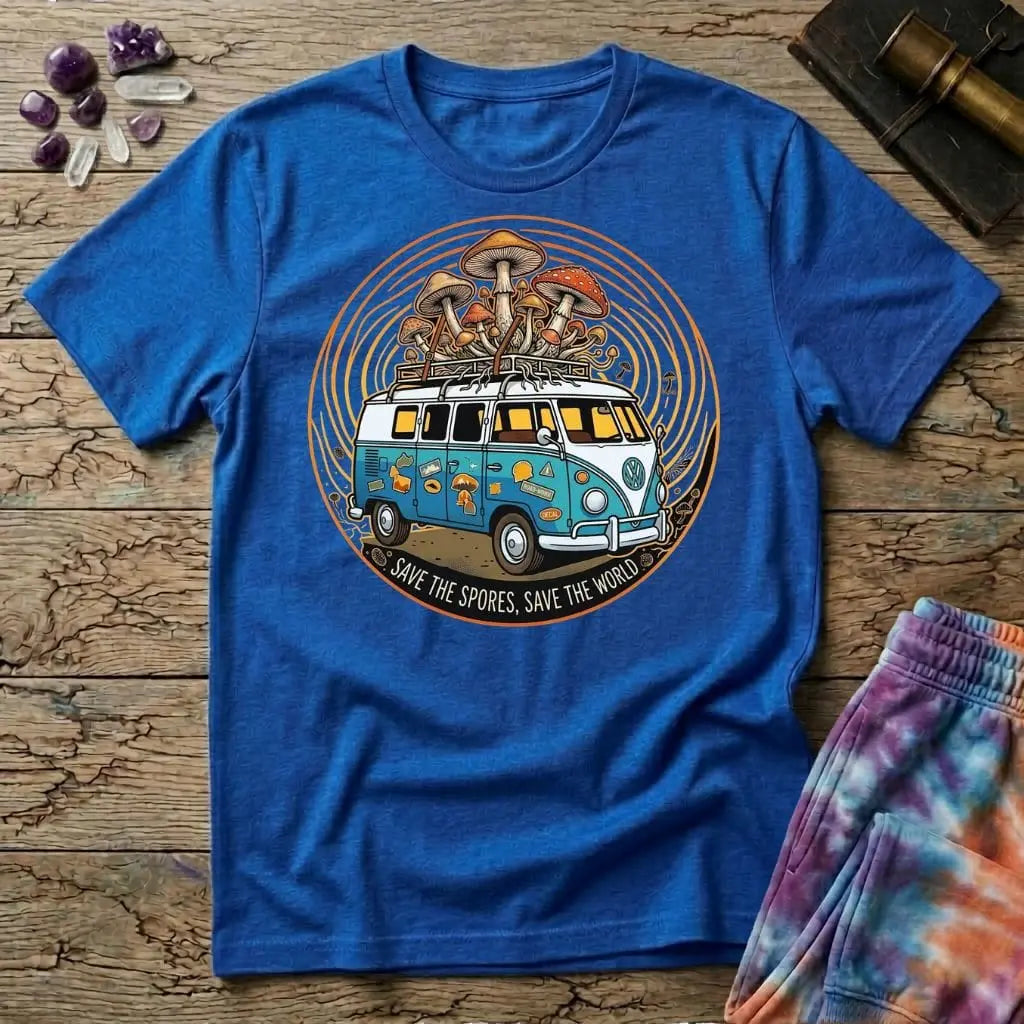 Printify T-Shirt Save The Spores Save the World T-Shirt Mushroom Magic Mushroom T-Shirt