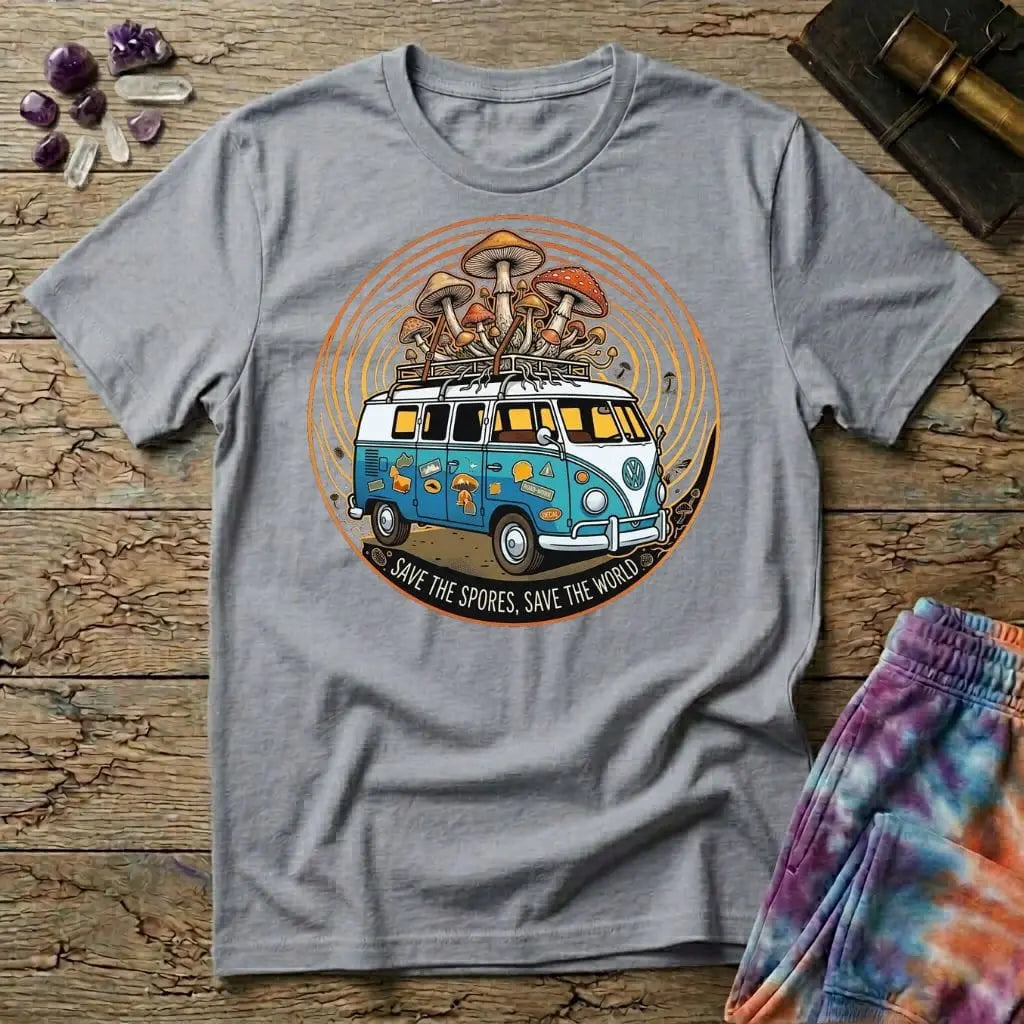Printify T-Shirt Save The Spores Save the World T-Shirt Mushroom Magic Mushroom T-Shirt