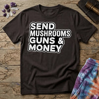 Printify T-Shirt Send Mushrooms Guns & Money Zevon T-Shirt Mushroom Magic Mushroom T-Shirt