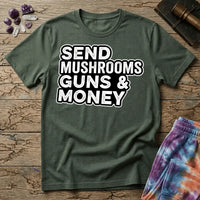 Printify T-Shirt Send Mushrooms Guns & Money Zevon T-Shirt Mushroom Magic Mushroom T-Shirt