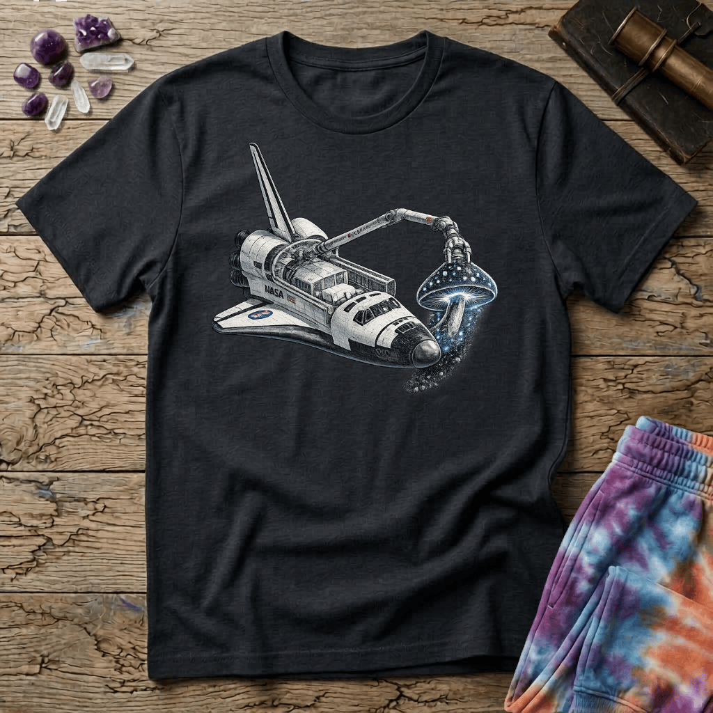 Printify T-Shirt Space Shuttle Mushroom T-Shirt Mushroom Magic Mushroom T-Shirt