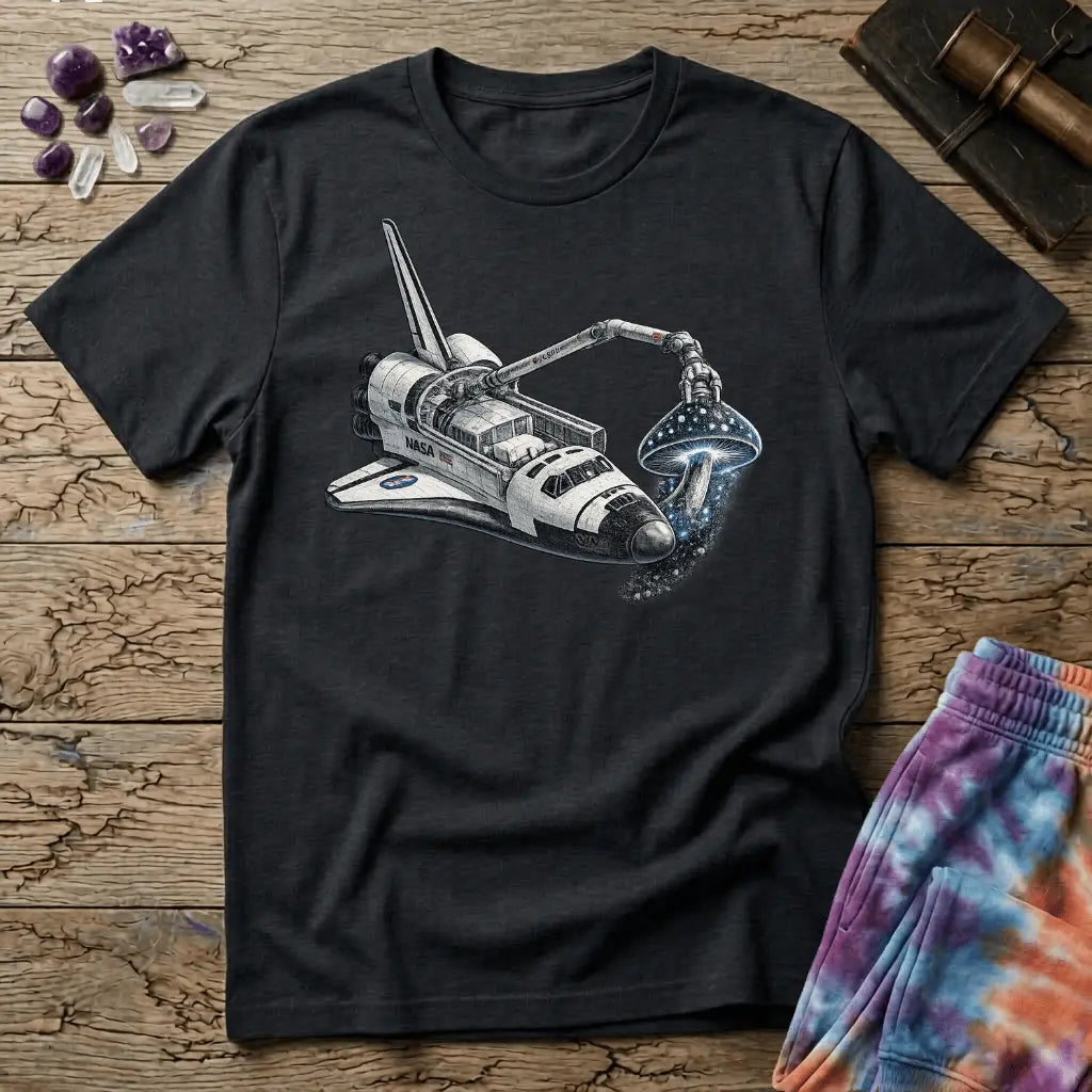 Printify T-Shirt Space Shuttle Mushroom T-Shirt Mushroom Magic Mushroom T-Shirt