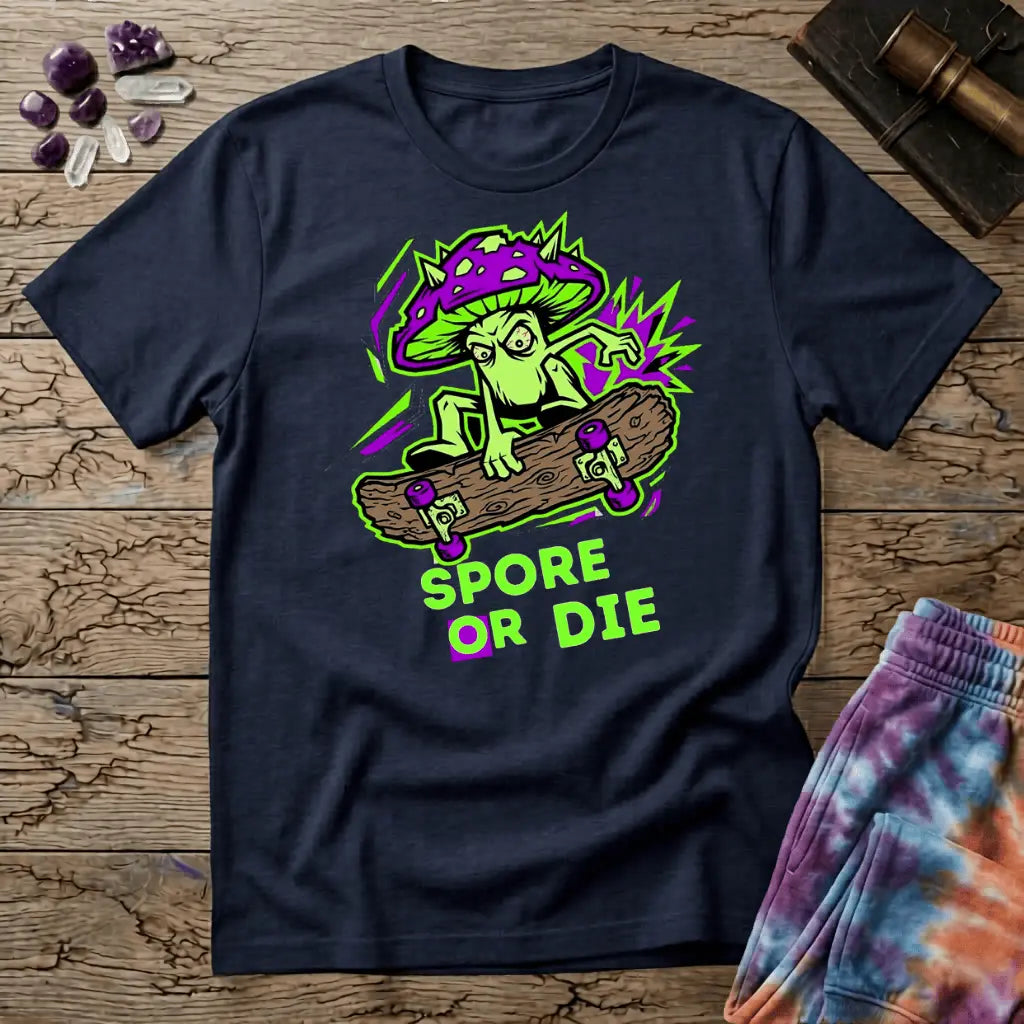 Printify T-Shirt Spore or Die Mushroom T-Shirt Mushroom Magic Mushroom T-Shirt