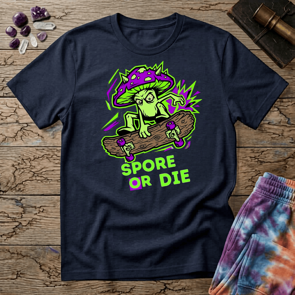 Printify T-Shirt Spore or Die Mushroom T-Shirt Mushroom Magic Mushroom T-Shirt