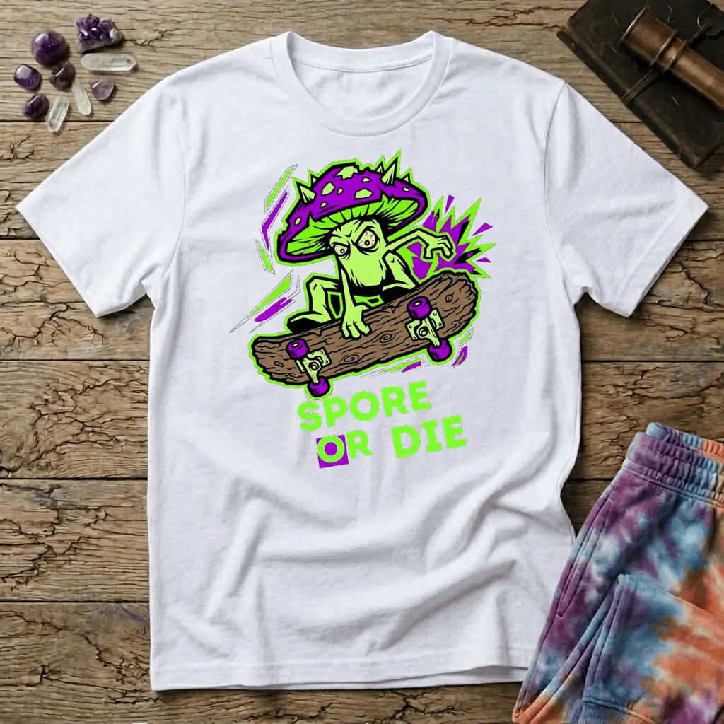 Printify T-Shirt Spore or Die Mushroom T-Shirt Mushroom Magic Mushroom T-Shirt