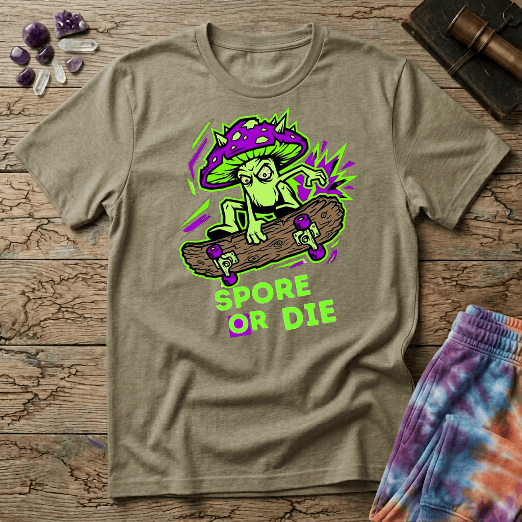 Printify T-Shirt Spore or Die Mushroom T-Shirt Mushroom Magic Mushroom T-Shirt