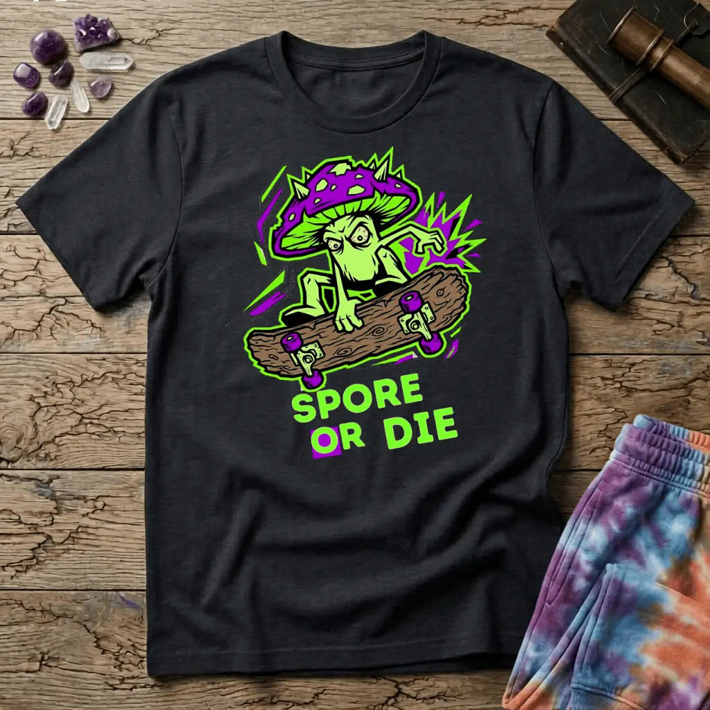 Printify T-Shirt Spore or Die Mushroom T-Shirt Mushroom Magic Mushroom T-Shirt