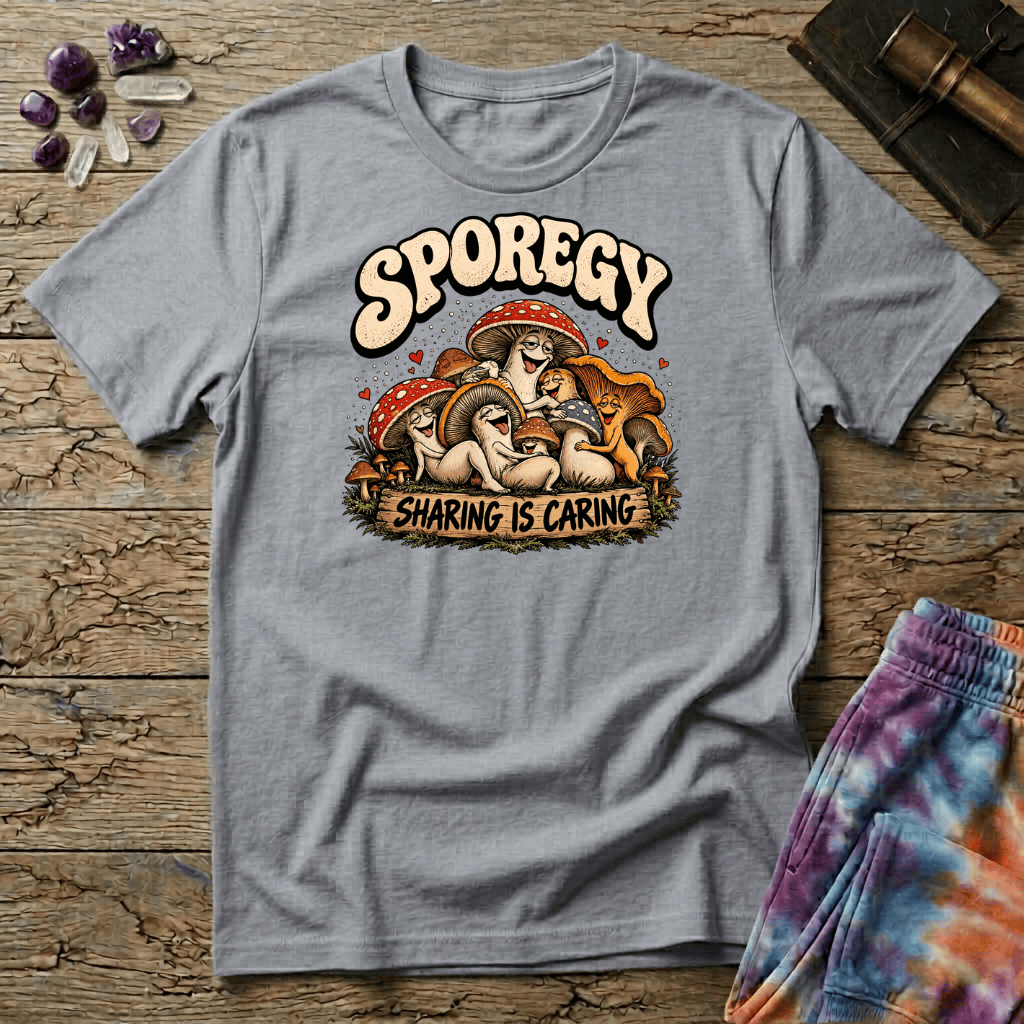 Printify T-Shirt Sporegy Sharing Is Caring T-Shirt Mushroom Magic Mushroom T-Shirt