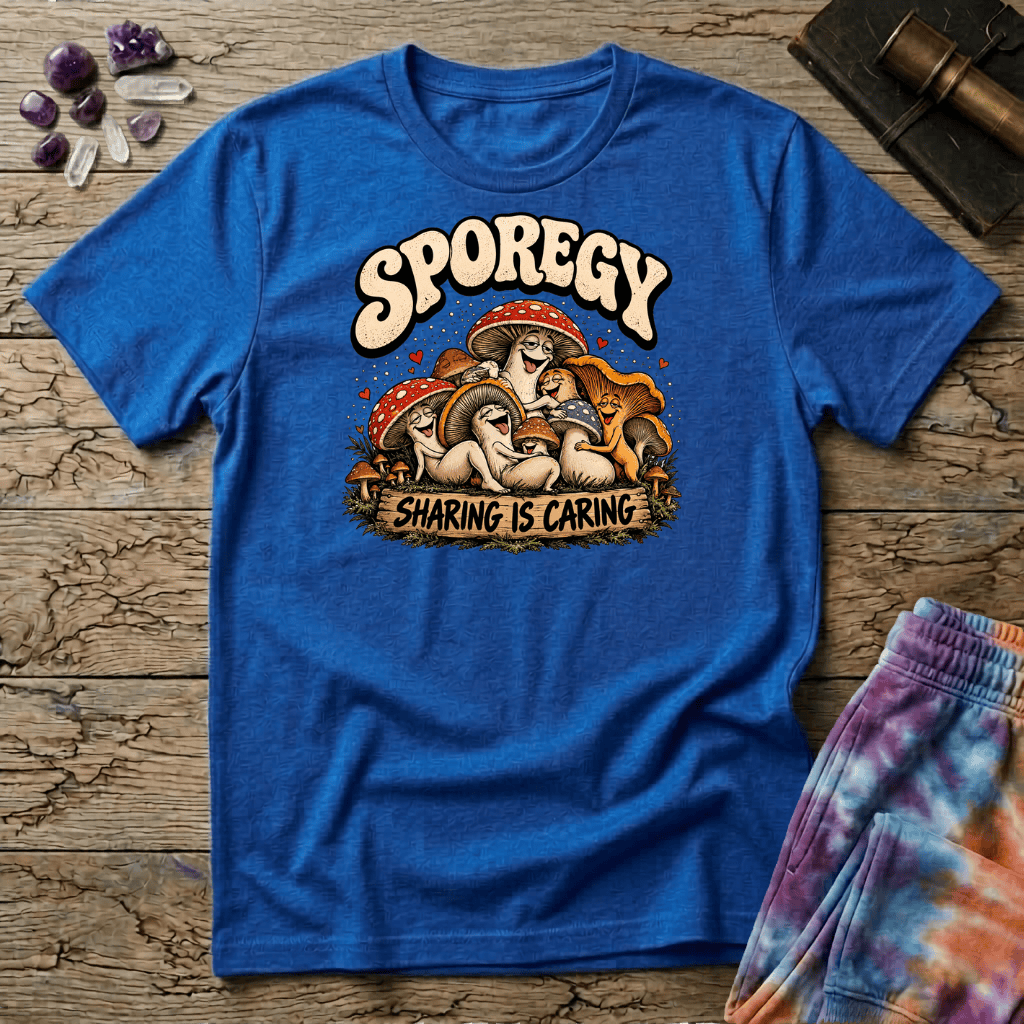 Printify T-Shirt Sporegy Sharing Is Caring T-Shirt Mushroom Magic Mushroom T-Shirt