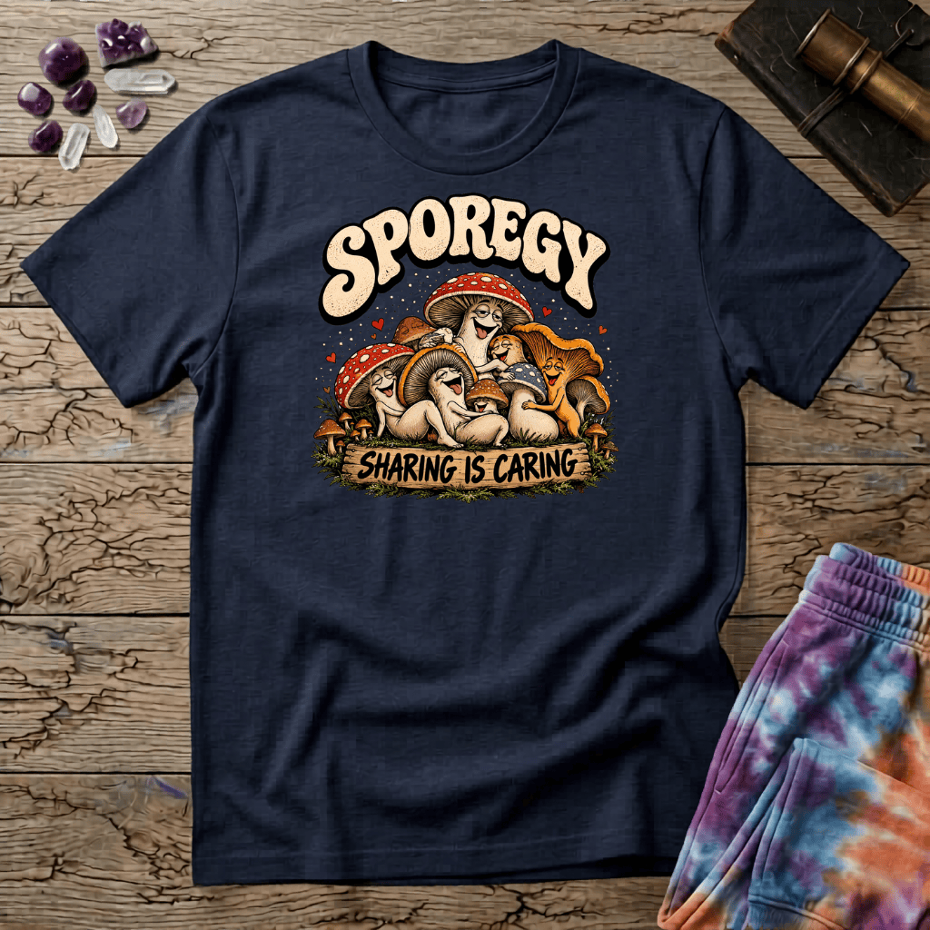 Printify T-Shirt Sporegy Sharing Is Caring T-Shirt Mushroom Magic Mushroom T-Shirt