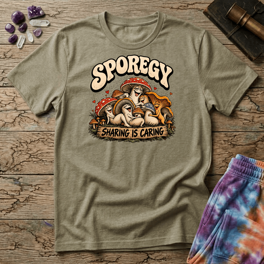 Printify T-Shirt Sporegy Sharing Is Caring T-Shirt Mushroom Magic Mushroom T-Shirt